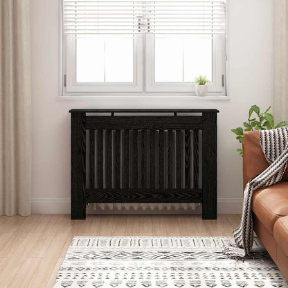 Radiator Cover Black Oak 112 x 19 x 81.5 cm Engineered Wood