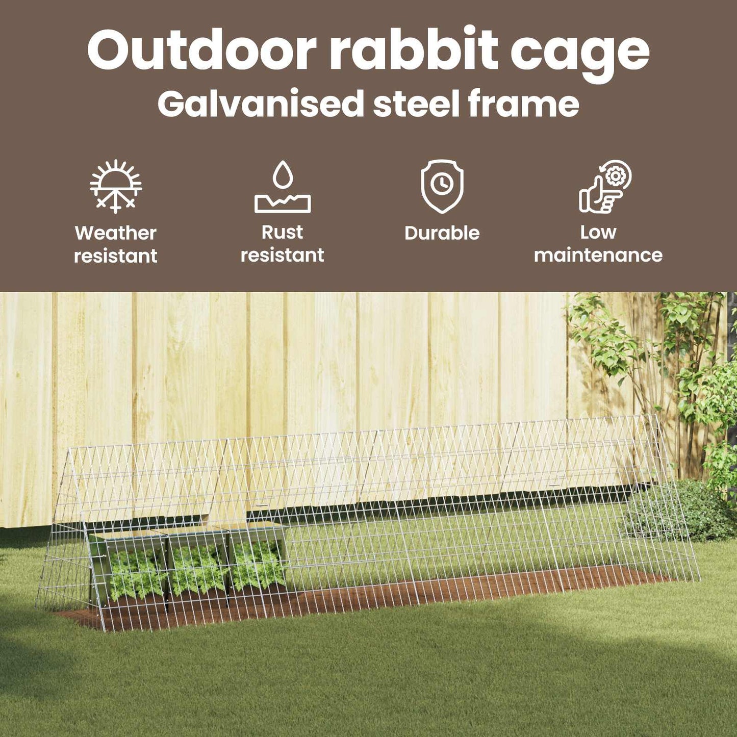 Rabbit Cage Silver 215 x 55 x 55 cm Galvanised Steel