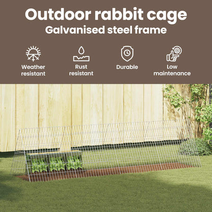 Rabbit Cage Silver 215 x 55 x 55 cm Galvanised Steel