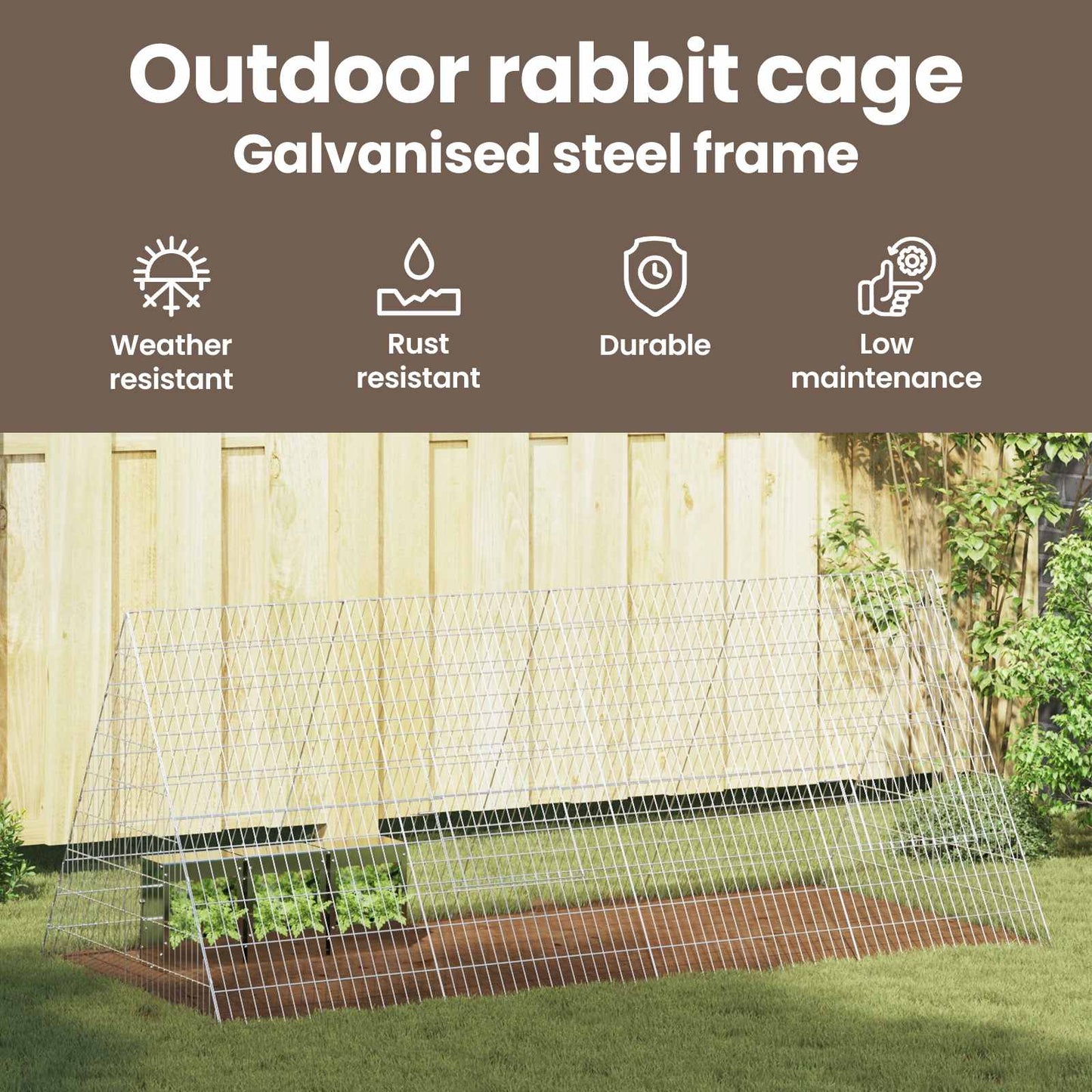 Rabbit Cage Silver 215 x 100 x 85 cm Galvanised Steel