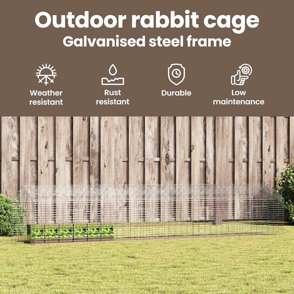 Rabbit Cage Silver 400 x 78 x 78 cm Galvanised Steel