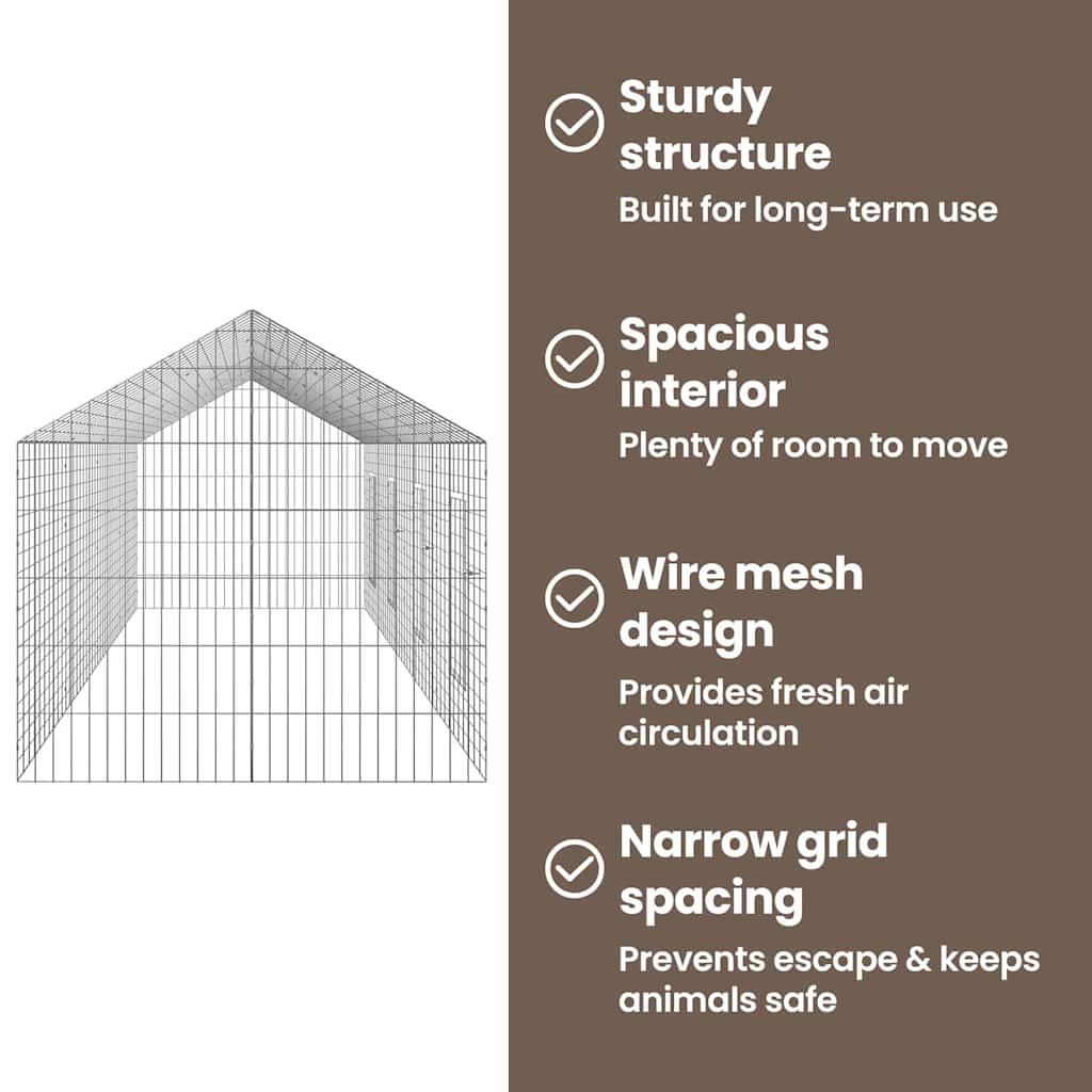 Rabbit Cage Silver 400 x 78 x 78 cm Galvanised Steel