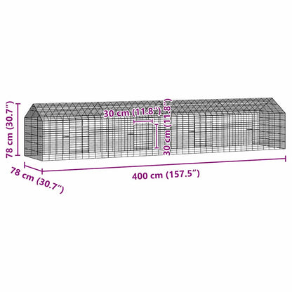 Rabbit Cage Silver 400 x 78 x 78 cm Galvanised Steel