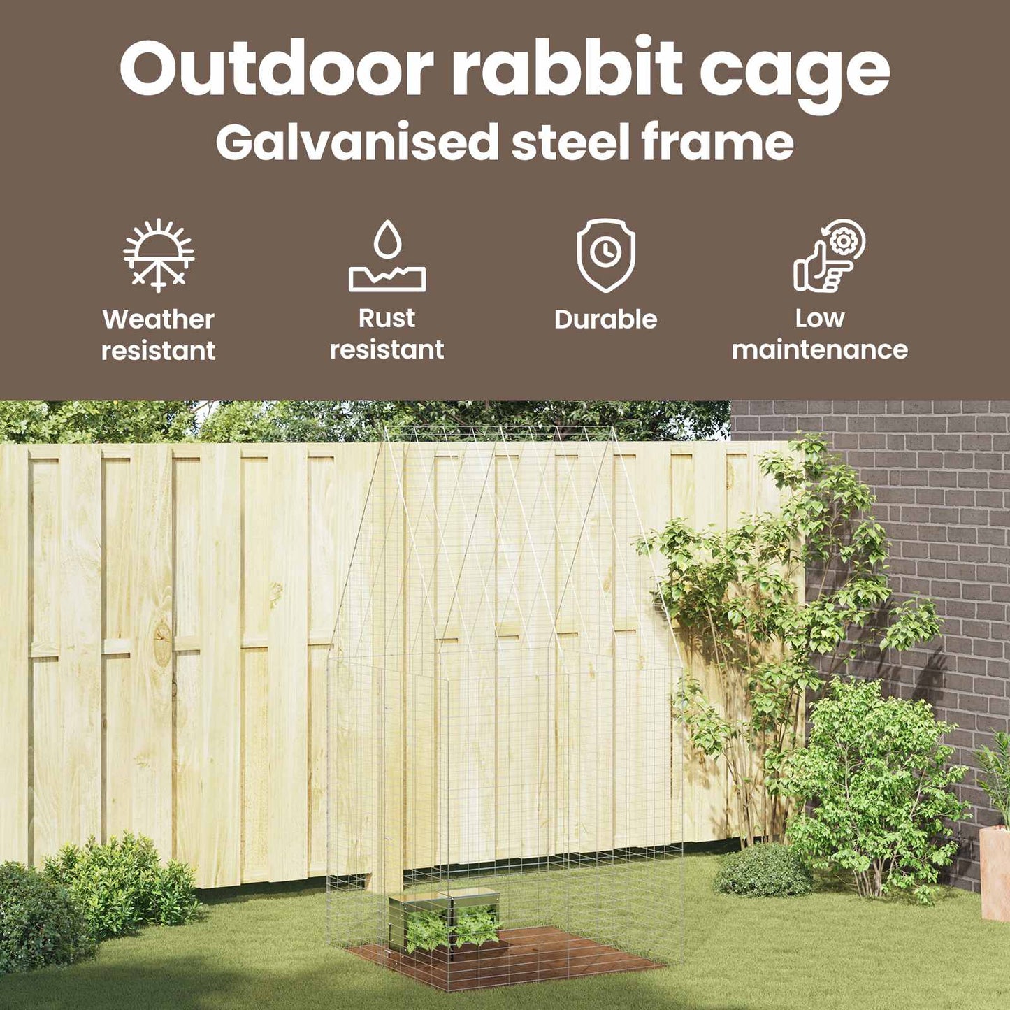 Rabbit Cage Silver 100 x 100 x 210 cm Galvanised Steel
