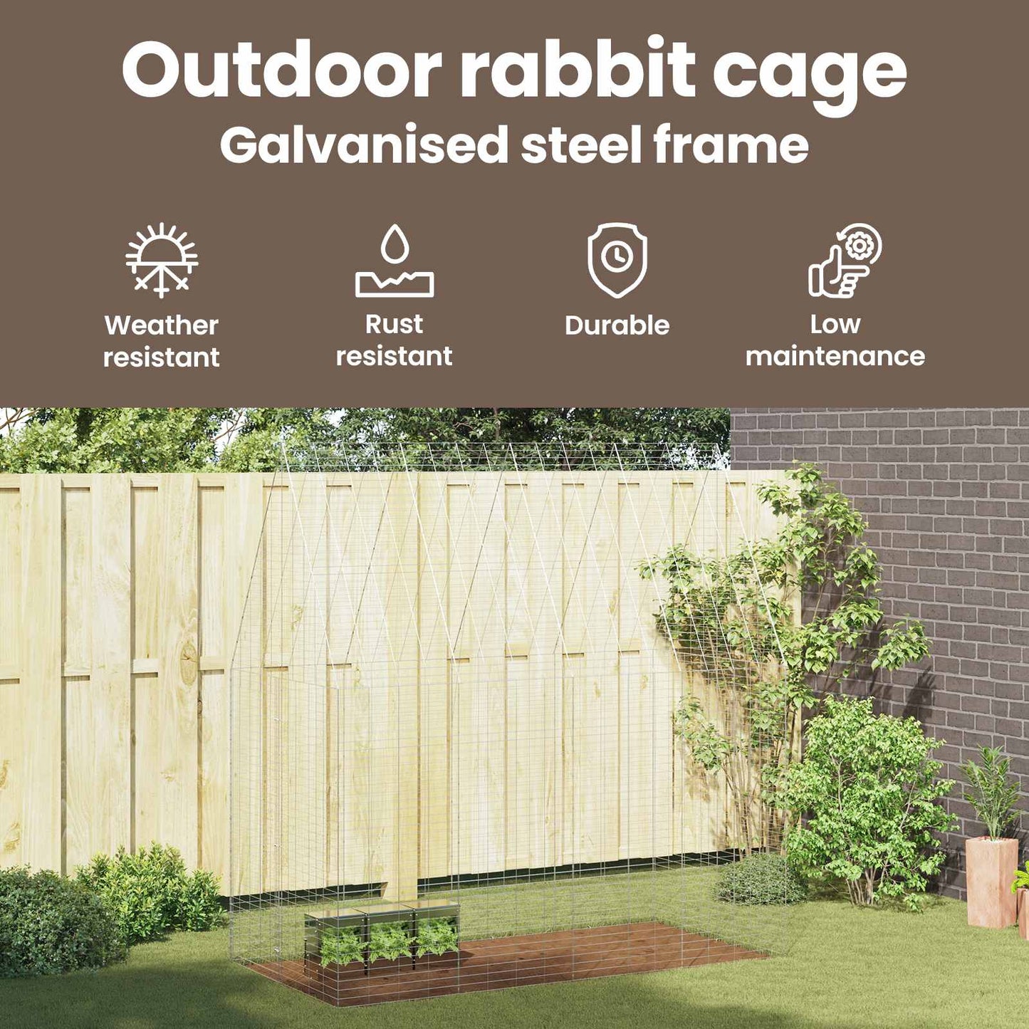 Rabbit Cage Silver 200 x 100 x 210 cm Galvanised Steel