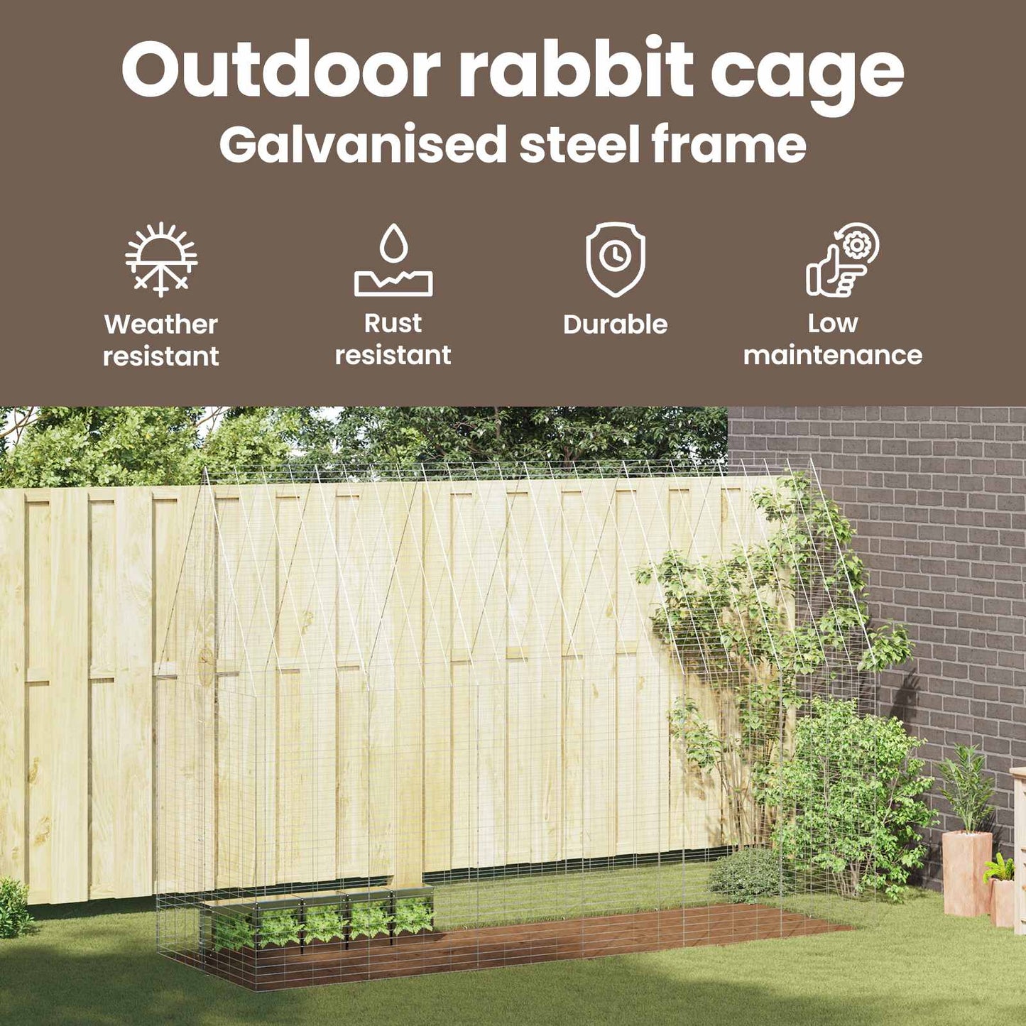 Rabbit Cage Silver 300 x 100 x 210 cm Galvanised Steel