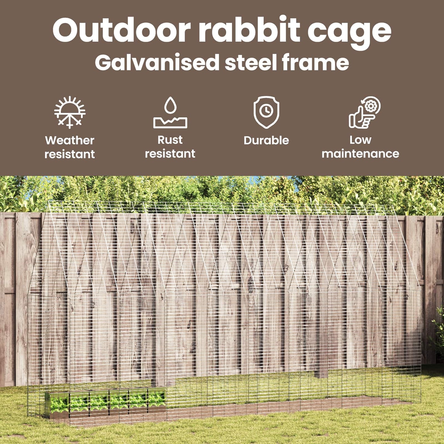 Rabbit Cage Silver 400 x 100 x 210 cm Galvanised Steel
