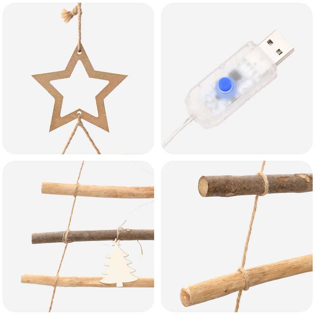 Christmas Tree with 30 LEDs Natural 90 cm Solid Ash Wood