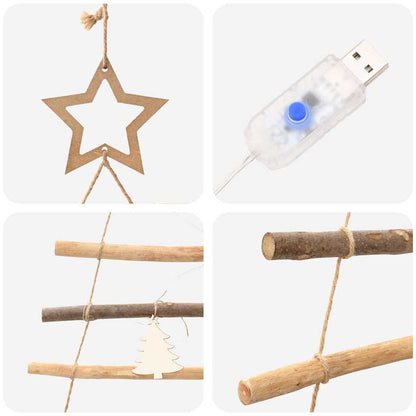 Christmas Tree with 30 LEDs Natural 90 cm Solid Ash Wood
