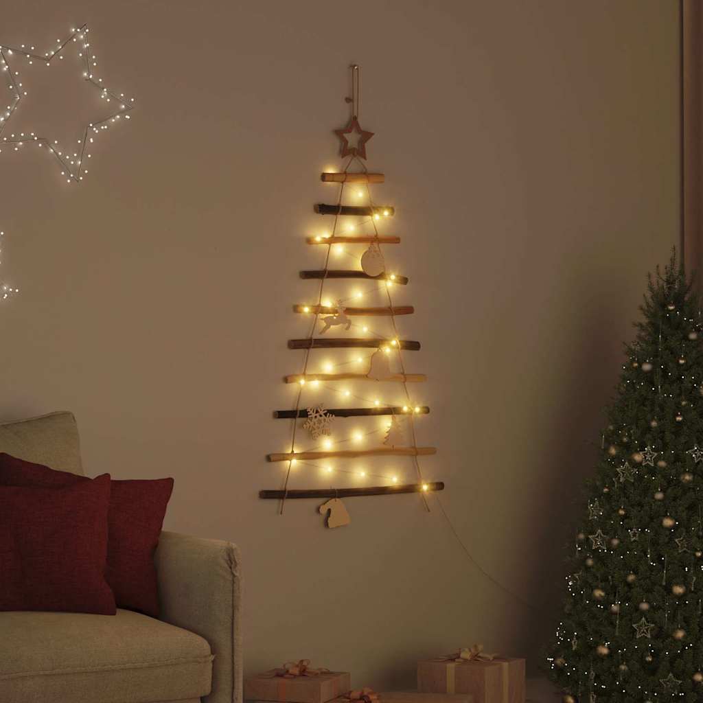 Christmas Tree with 30 LEDs Natural 90 cm Solid Ash Wood