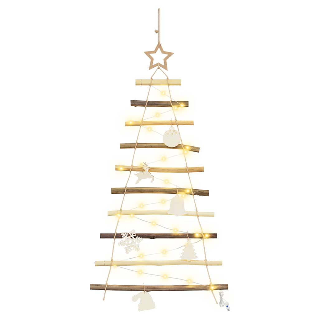 Christmas Tree with 30 LEDs Natural 90 cm Solid Ash Wood