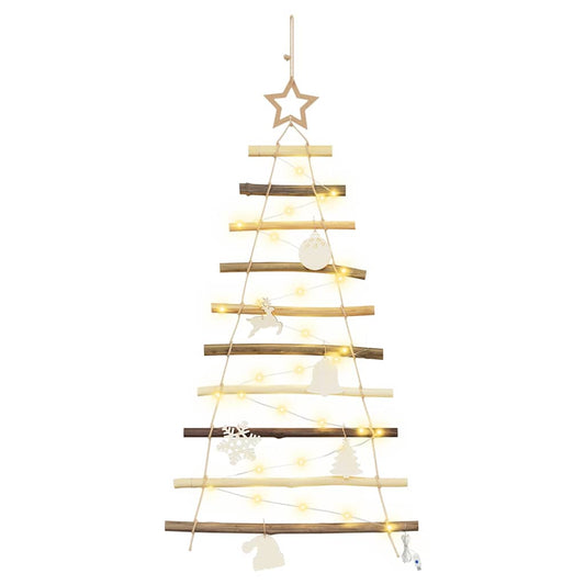 Christmas Tree with 30 LEDs Natural 90 cm Solid Ash Wood