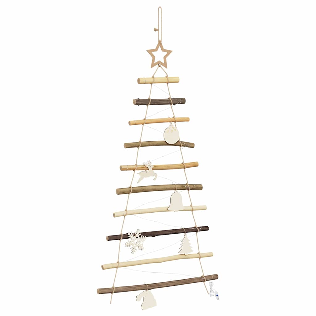 Christmas Tree with 30 LEDs Natural 90 cm Solid Ash Wood