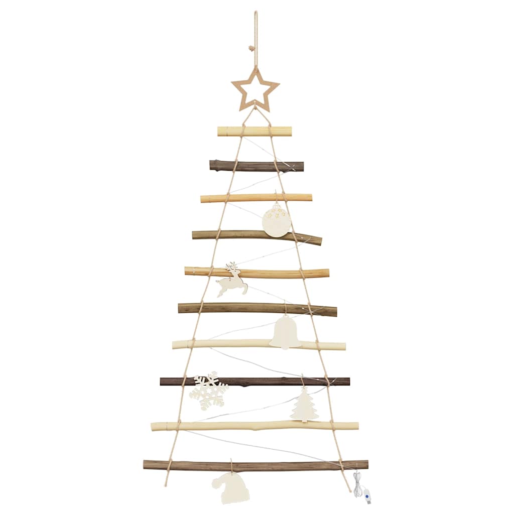 Christmas Tree with 30 LEDs Natural 90 cm Solid Ash Wood