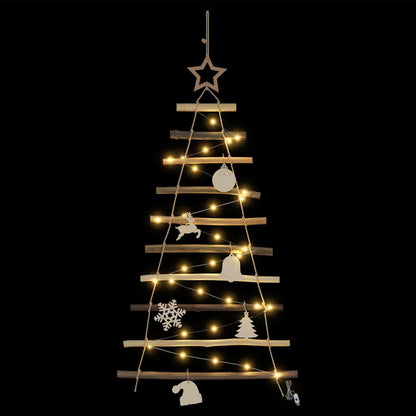 Christmas Tree with 30 LEDs Natural 90 cm Solid Ash Wood