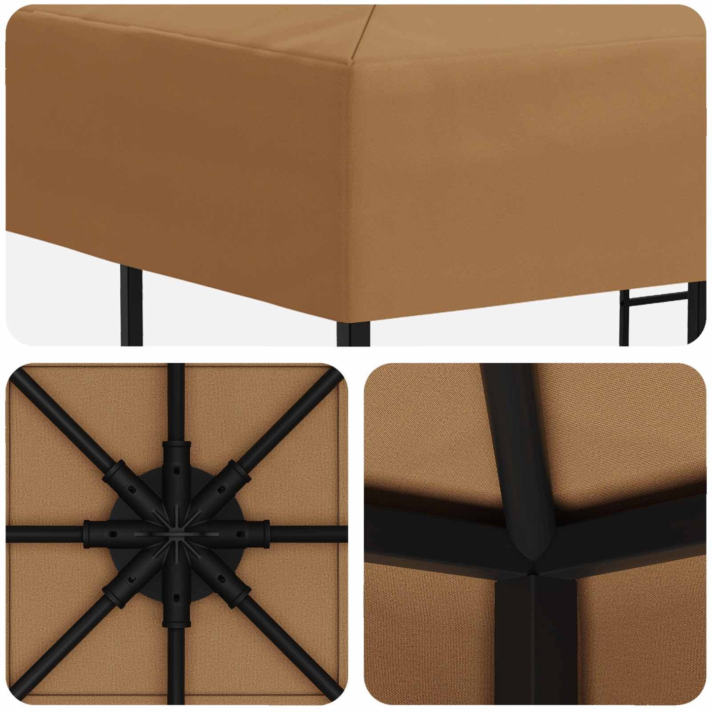 Gazebo 3 x 3 m Beige Polyester and Steel 190 gsm