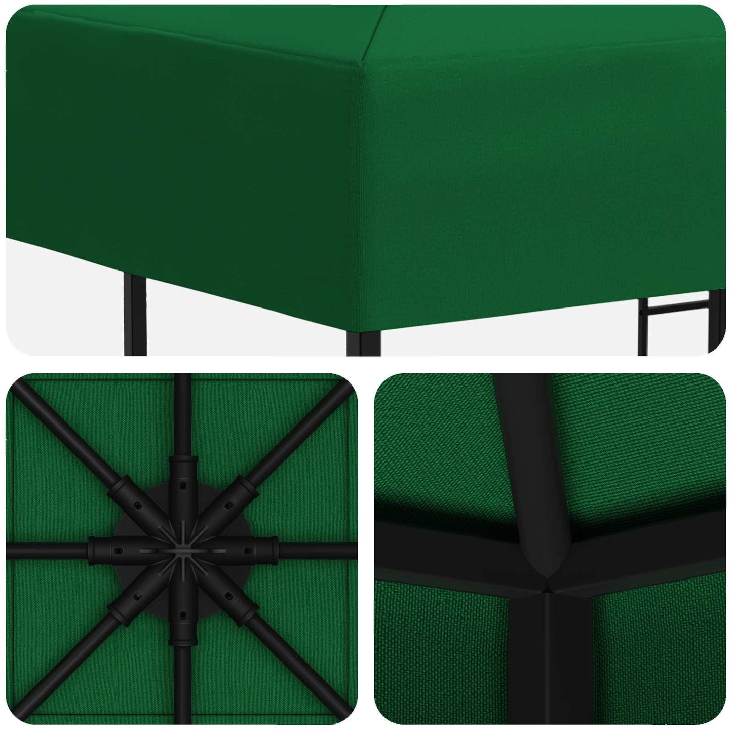Gazebo 3 x 3 m Green Polyester and Steel 190 gsm