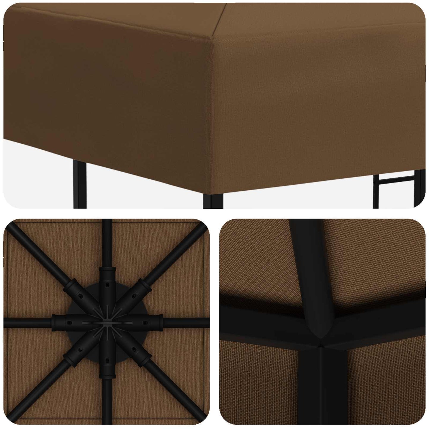 Gazebo 3 x 3 m Taupe Polyester and Steel 190 gsm
