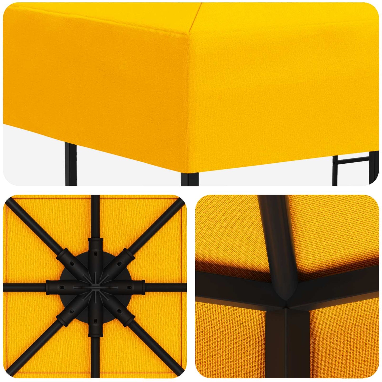 Gazebo 3 x 3 m Yellow Polyester and Steel 190 gsm