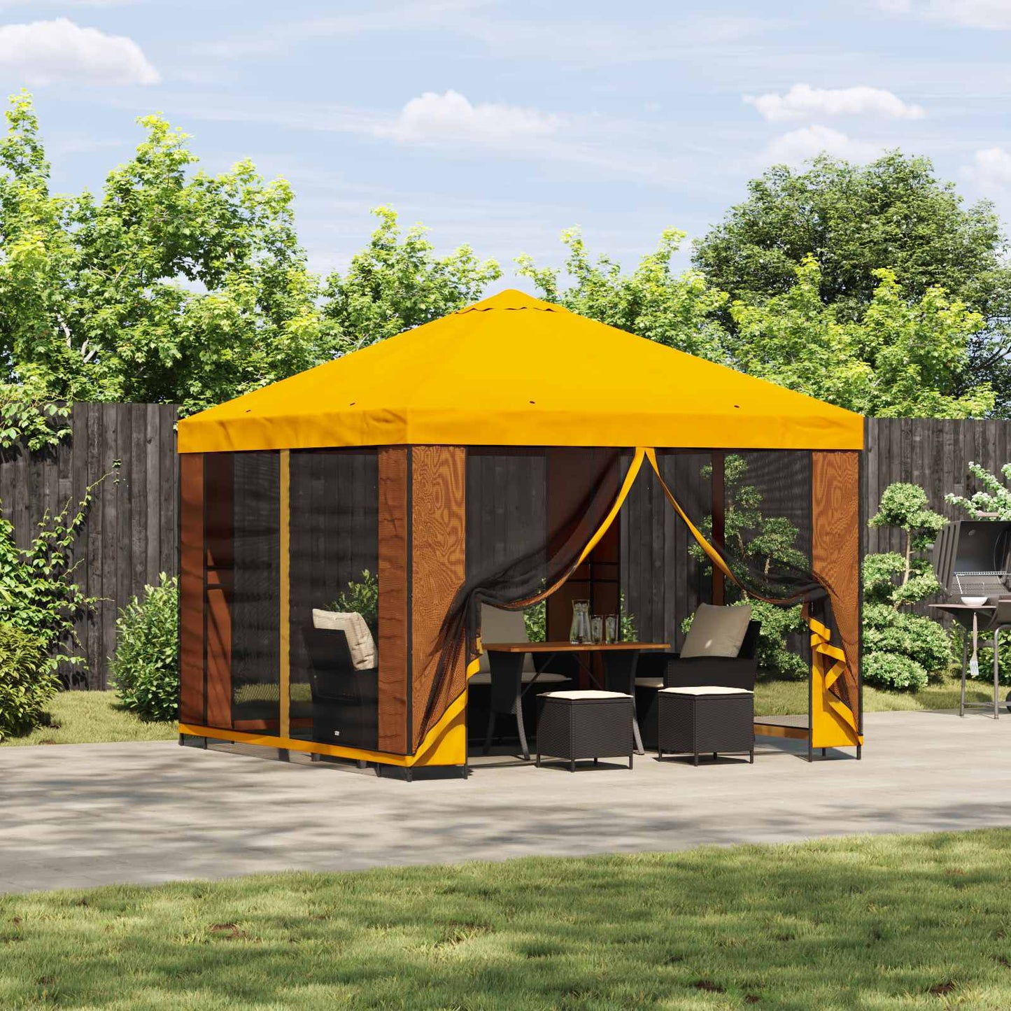 Gazebo 3 x 3 m Yellow Polyester and Steel 190 gsm