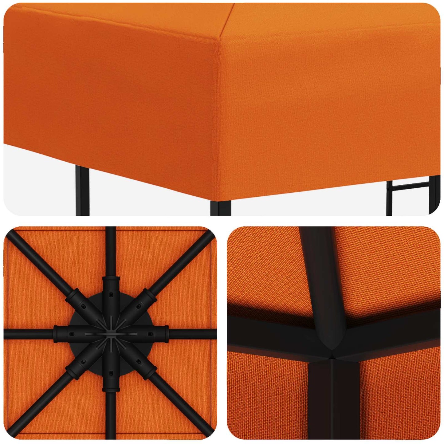 Gazebo 3 x 3 m Orange Polyester and Steel 190 gsm