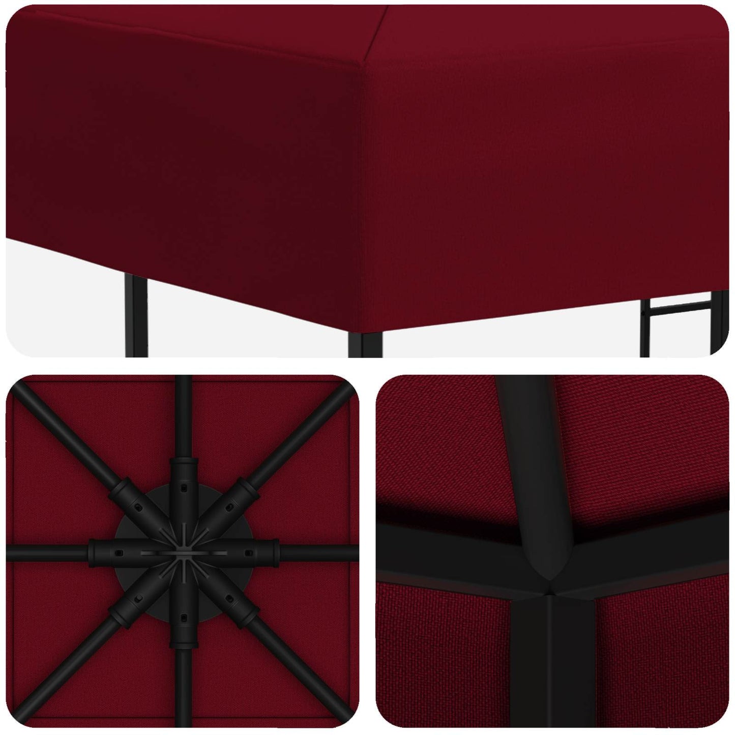 Gazebo 3 x 3 m Burgundy Polyester and Steel 190 gsm