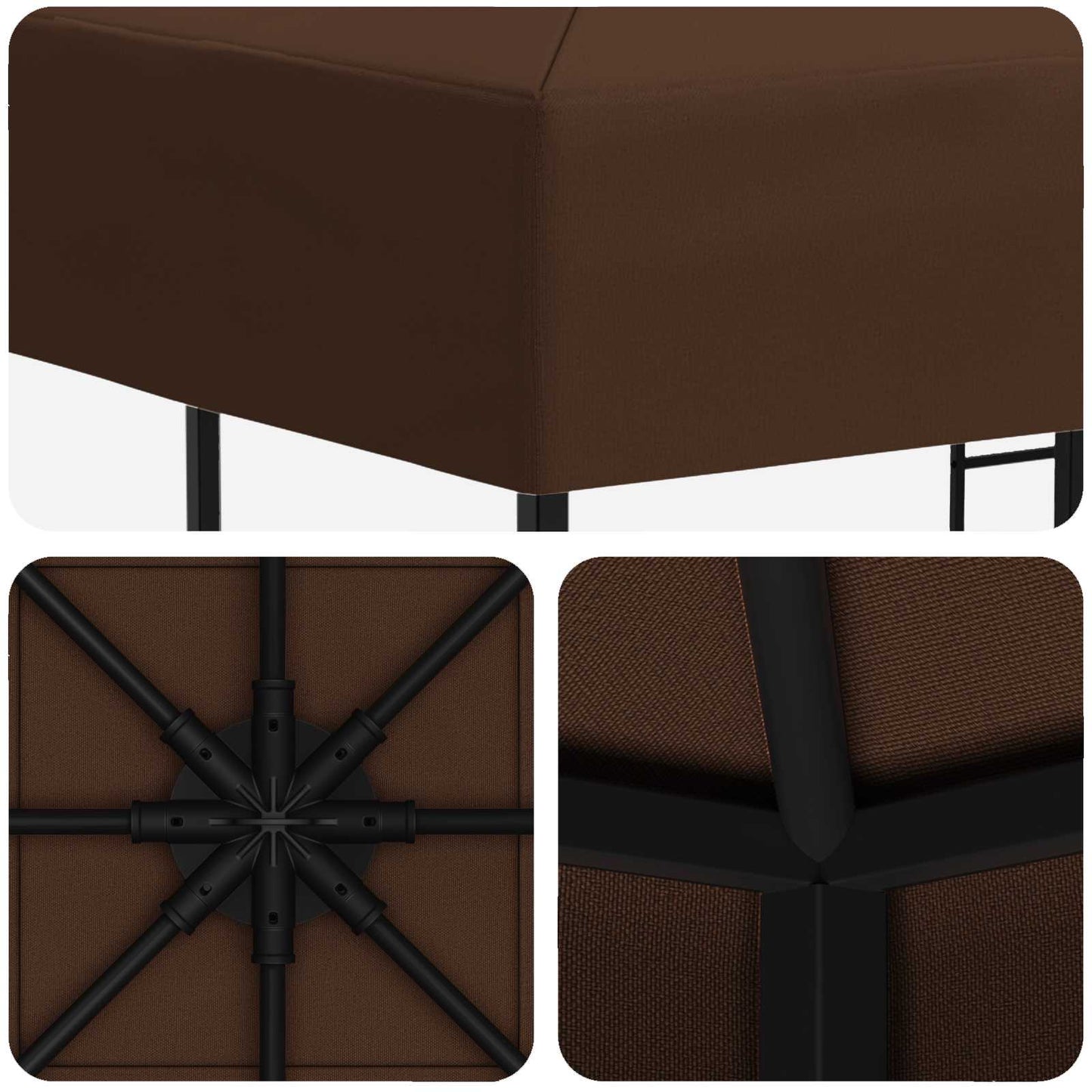 Gazebo 3 x 3 m Brown Polyester and Steel 190 gsm