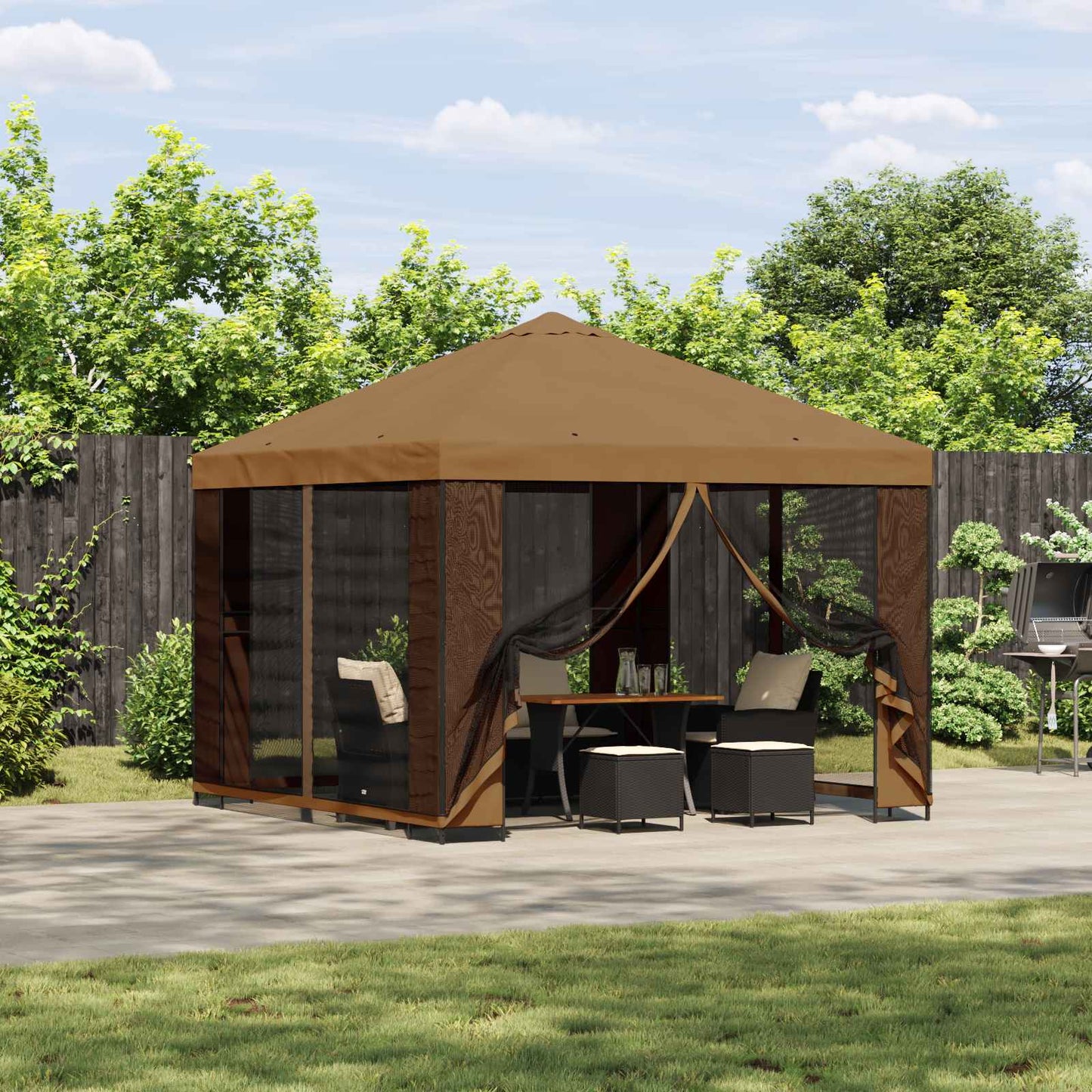 Garden Gazebo with Sidewalls 3 x 3 m Beige Polyester and Steel