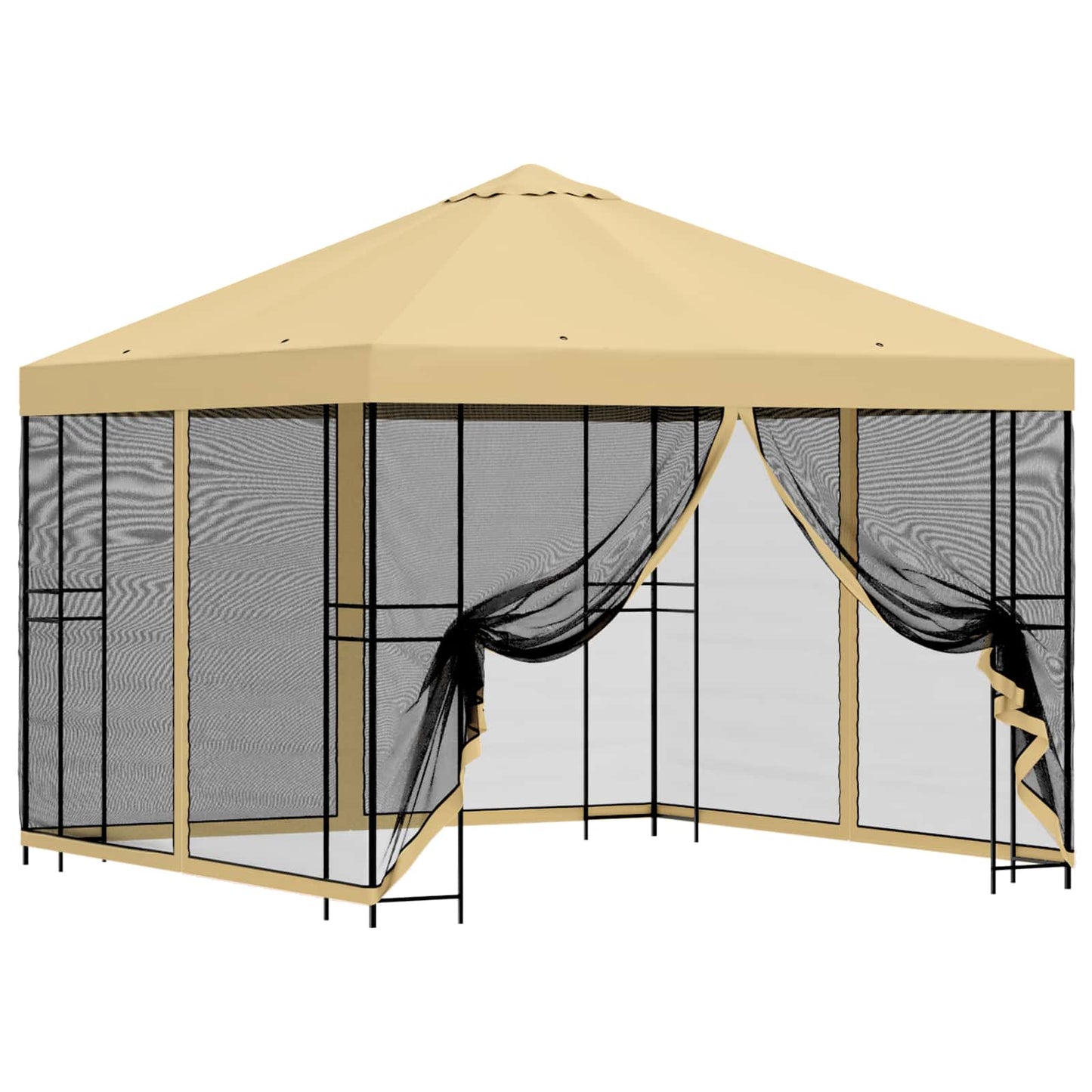 Garden Gazebo with Sidewalls 3 x 3 m Cream Polyester and Steel