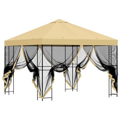 Garden Gazebo with Sidewalls 3 x 3 m Cream Polyester and Steel