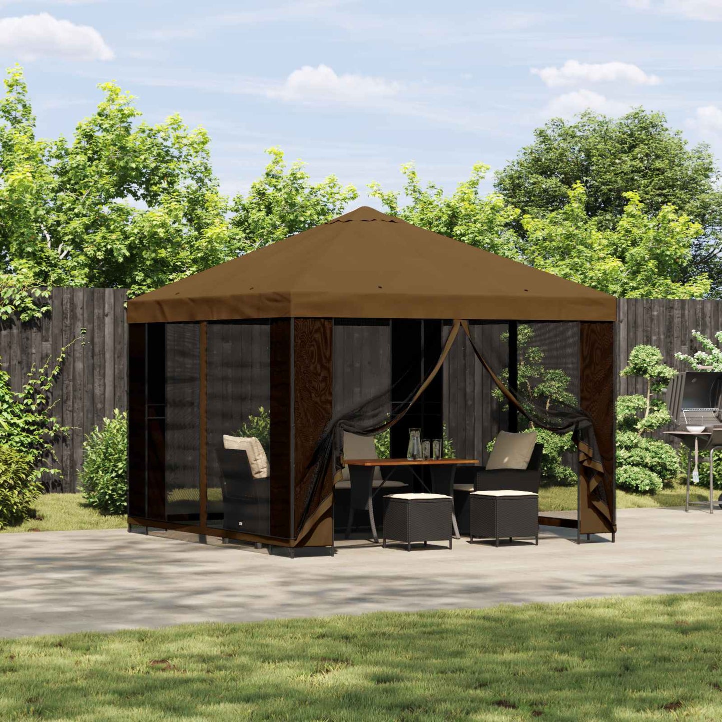 Garden Gazebo with Sidewalls 3 x 3 m Taupe Polyester and Steel