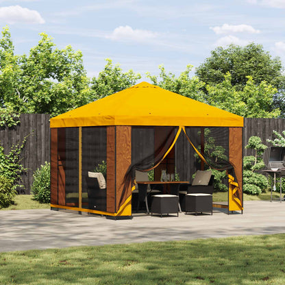 Garden Gazebo with Sidewalls 3 x 3 m Yellow Polyester and Steel