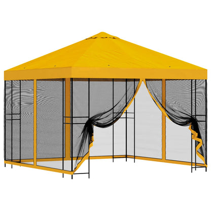 Garden Gazebo with Sidewalls 3 x 3 m Yellow Polyester and Steel