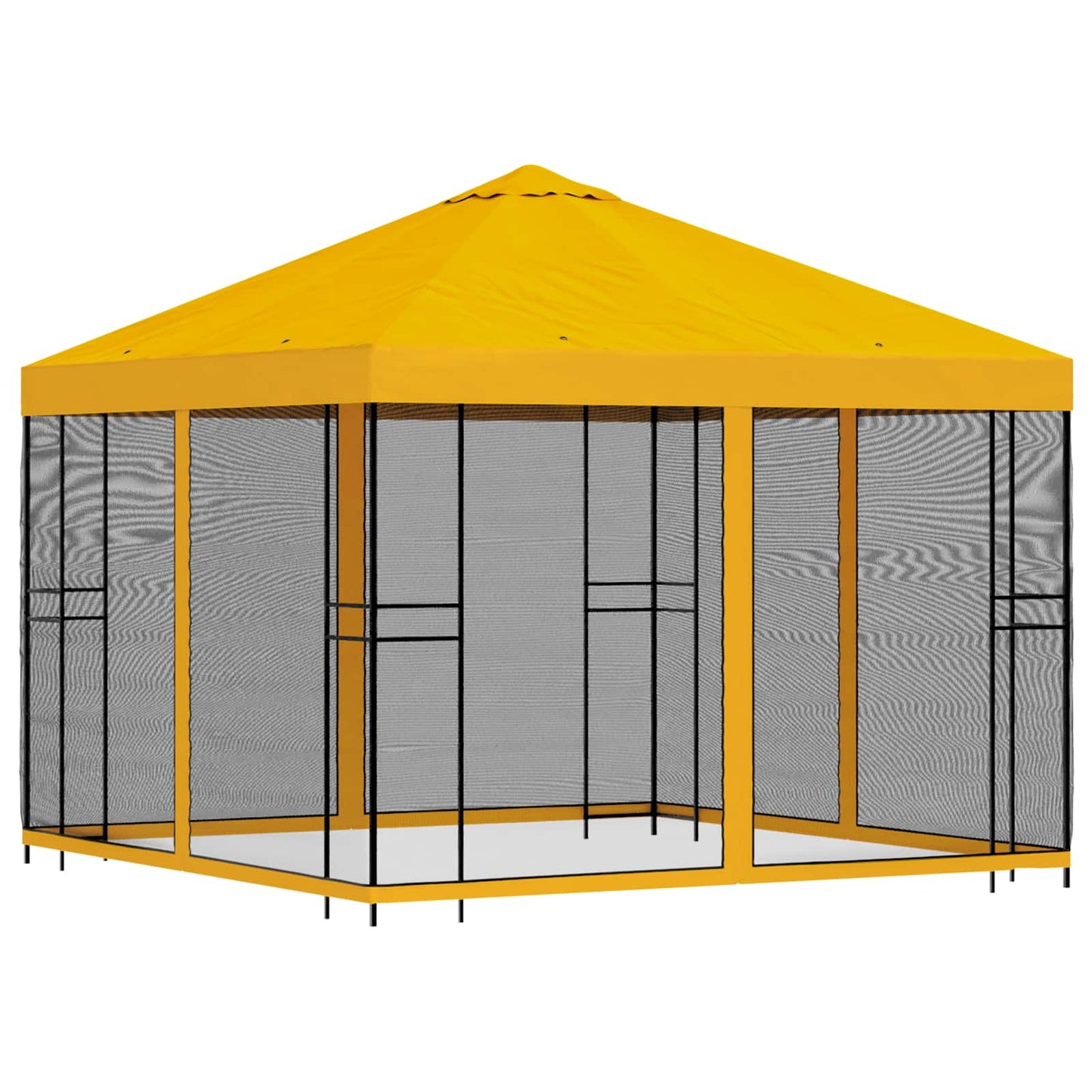 Garden Gazebo with Sidewalls 3 x 3 m Yellow Polyester and Steel