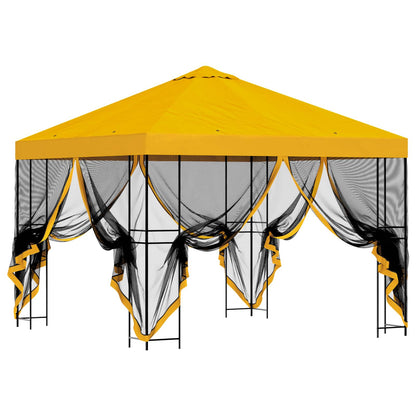 Garden Gazebo with Sidewalls 3 x 3 m Yellow Polyester and Steel