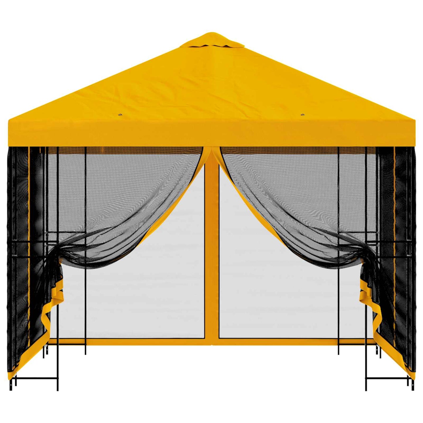 Garden Gazebo with Sidewalls 3 x 3 m Yellow Polyester and Steel