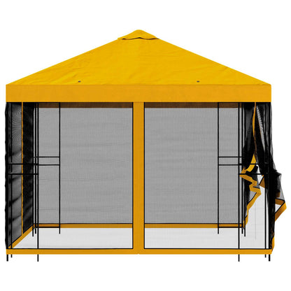 Garden Gazebo with Sidewalls 3 x 3 m Yellow Polyester and Steel