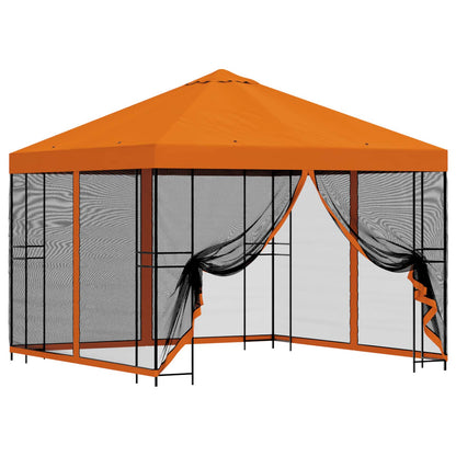 Garden Gazebo with Sidewalls 3 x 3 m Orange Polyester and Steel