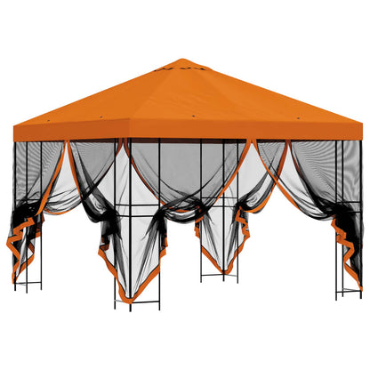 Garden Gazebo with Sidewalls 3 x 3 m Orange Polyester and Steel