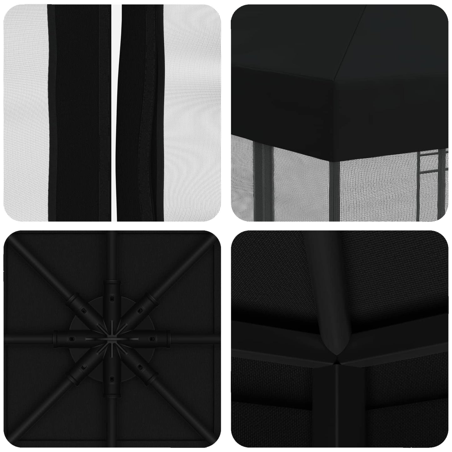 Garden Gazebo with Sidewalls 3 x 3 m Black Polyester and Steel