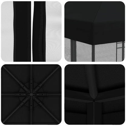 Garden Gazebo with Sidewalls 3 x 3 m Black Polyester and Steel