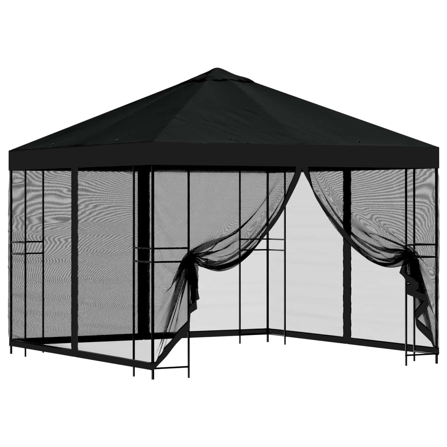 Garden Gazebo with Sidewalls 3 x 3 m Black Polyester and Steel