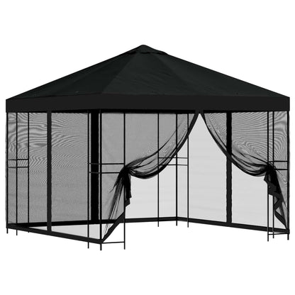 Garden Gazebo with Sidewalls 3 x 3 m Black Polyester and Steel