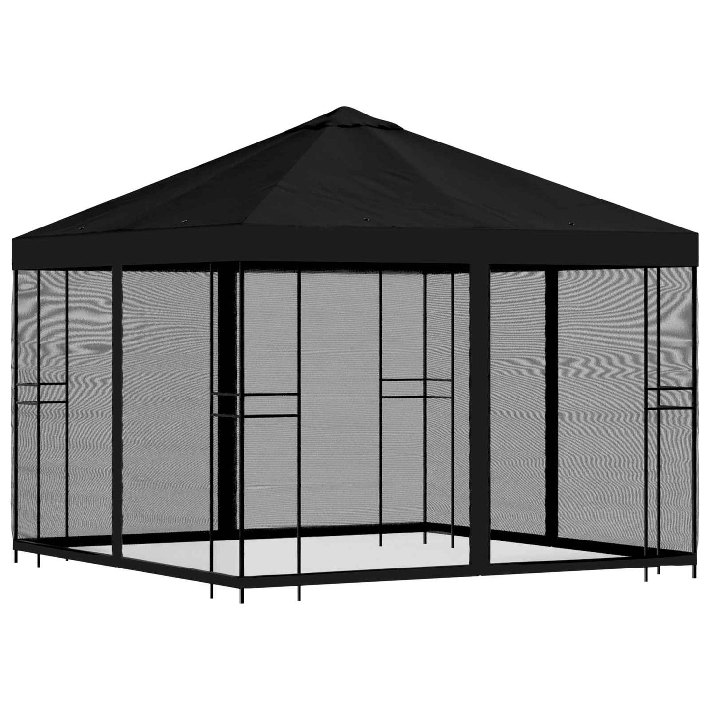 Garden Gazebo with Sidewalls 3 x 3 m Black Polyester and Steel