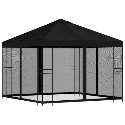 Garden Gazebo with Sidewalls 3 x 3 m Black Polyester and Steel