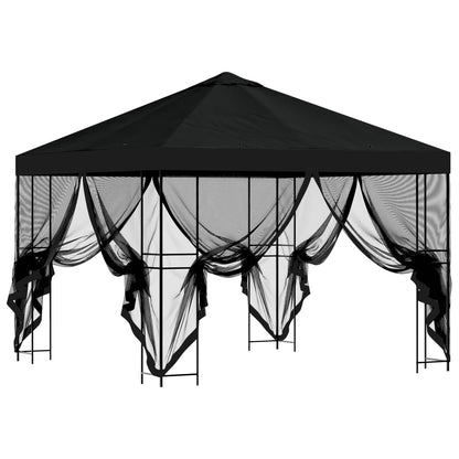 Garden Gazebo with Sidewalls 3 x 3 m Black Polyester and Steel