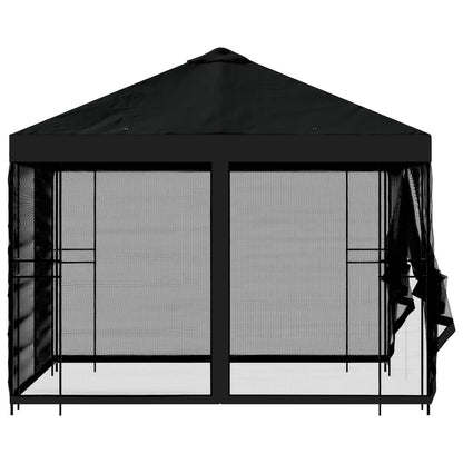 Garden Gazebo with Sidewalls 3 x 3 m Black Polyester and Steel