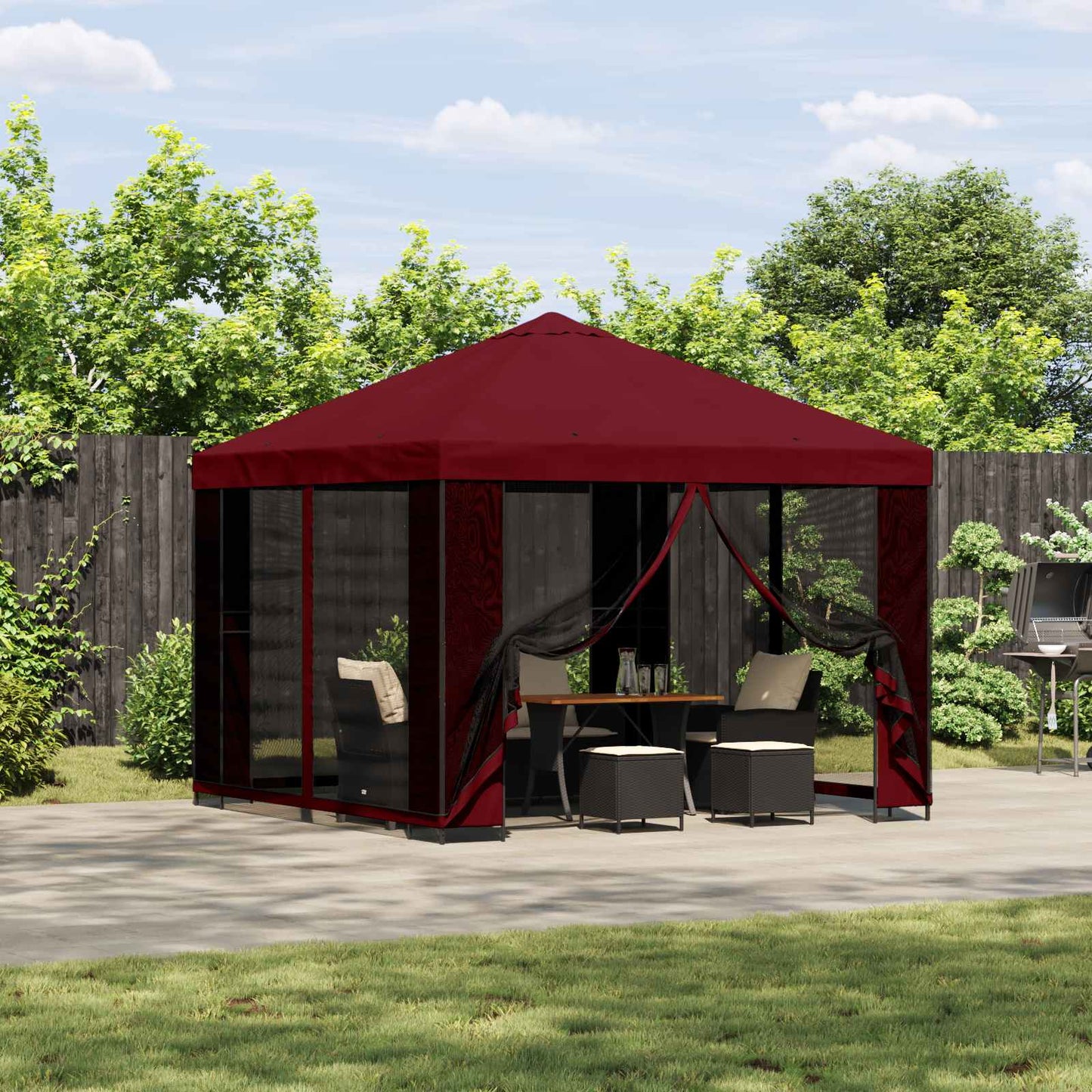 Garden Gazebo with Sidewalls 3 x 3 m Burgundy