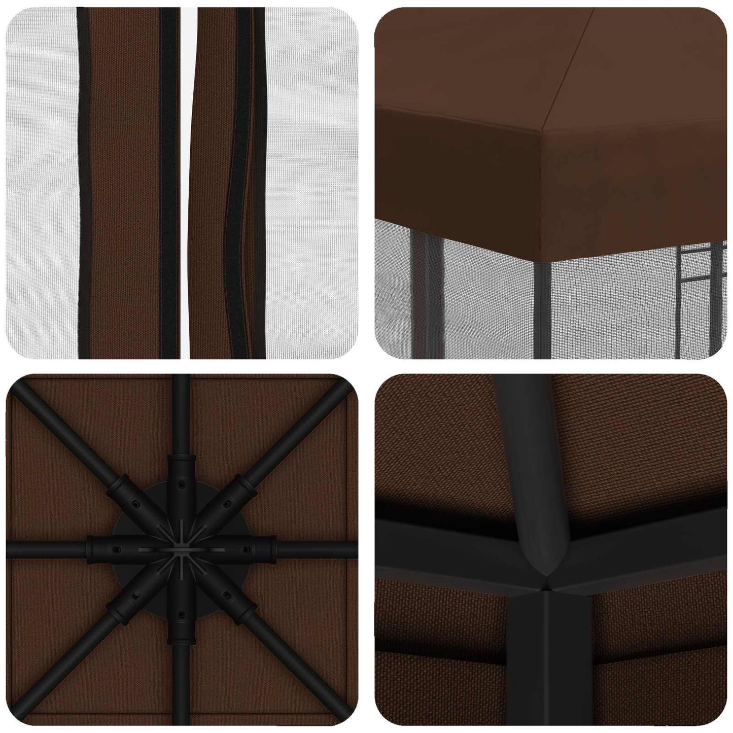 Garden Gazebo with Sidewalls 3 x 3 m Brown Polyester and Steel