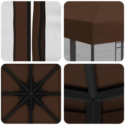 Garden Gazebo with Sidewalls 3 x 3 m Brown Polyester and Steel